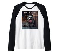 Un Piccolo Procione Selvaggio AMA Le Ciambelle e Il caffè Freddo Maglia con Maniche Raglan