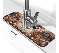 Un piccolo topolino bianco che indossa un cappello di Halloween tappetino paraspruzzi per rubinetto, tappetino per rubinetto della cucina, maniglia del rubinetto, vassoio raccogli gocce vassoio per