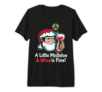 Un Piccolo vischio & Vino è fine Divertente Babbo Natale Maglietta Premium