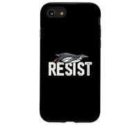 Un pinguino giace su RESIST Le lettere resistono all'attivismo dei pinguini Custodia per iPhone SE (2020) / 7/8