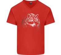 Un Procione con Un Benda Sull'Occhio Uomo Scollo A V Cotone T-Shirt