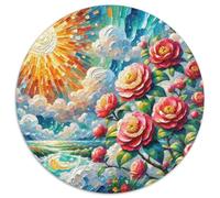 Un Puzzle Circolare Tematico Su Camellia Con 1000 Pezzi Progetto Per Adatto Ad Adulti E Bambini | Come Attività Familiare | Senso Di Realizzazione | 1000pcs (67.5x67.5cm)