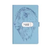 Un quaderno A5 PU da 100 fogli/200 pagine, blocco for password vintage con lucchetto, clip for diario, registro manuale creativo ispessito Per Organizzare e Prendere Aappunti(Blue)