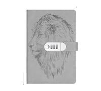 Un quaderno A5 PU da 100 fogli/200 pagine, blocco for password vintage con lucchetto, clip for diario, registro manuale creativo ispessito Per Organizzare e Prendere Aappunti(Grey)