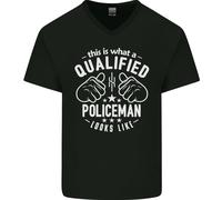 Un Qualificato Poliziotto Looks Like Uomo Scollo A V Cotone T-Shirt