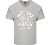 Un Qualificato Professore Looks Like Uomo Scollo A V Cotone T-Shirt