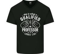Un Qualificato Professore Looks Like Uomo Scollo A V Cotone T-Shirt