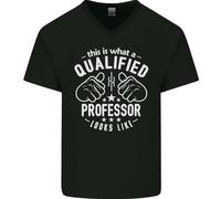 Un Qualificato Professore Looks Like Uomo Scollo A V Cotone T-Shirt