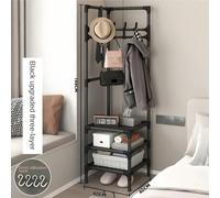 Un rack triangolare multistrato in metallo nero con ganci - Rack angolare 3C (con ripiani portaoggetti a 2/3 strati), rack portaoggetti da pavimento salvaspazio per vestiti, borse, sciarpe e pantofole
