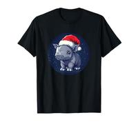 Un Rinoceronte in Un Cappello di Babbo Natale Rende Gli Spiriti Luminosi per Gli Amanti del Natale Maglietta