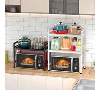 Un ripiano di stoccaggio retrattile, ripiano di stoccaggio del forno, ripiano di stoccaggio del microonde senza fori, design retrattile, non limitato dallo spazio, può essere riposto in qualsiasi mome