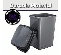 Un robusto bidone della spazzatura in plastica da 50L/60L con coperchio basculante a chiusura silenziosa, design rettangolare moderno per cucina, ufficio, camera da letto, prese d'aria per il controll