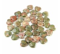 Un sacco di gemme a forma di cuore AMORE 20MM naturale ametista agata perline guarigione Reiki pietra naturale gioielli forniture-Unakite-20 pezzi