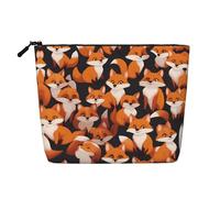un sacco di piccole volpi dei cartoni animati Pochette per il trucco monostrato effetto lino con cerniera che garantisce le tue esigenze quotidiane o di viaggio