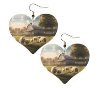 Un sacco di simpatiche stampe di pecore eleganti orecchini a forma di cuore leggeri accessori da donna perfetti per feste e San Valentino.