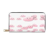 Un sacco di timide nuvole sorridenti portafoglio mano portamonete alla moda e versatile lungo può contenere telefoni cellulari, monete, chiavi