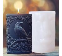 Un sacro corvo, stampo in silicone per candela profumata e sapone con un intricato design di corvo e ramoscelli, un must per le vacanze. Regali fatti a mano, decorazioni per feste, decorazioni per l'a
