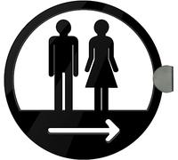 Un segno di toilette per uomini e donne Cartelli for bagni rotondi con accessori di montaggio a freccia multicolore, misure multiple, confezione da 1(Onecolor,25X25CM)