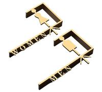 Un segno di toilette per uomini e donne Cartello for bagno in acrilico con freccia 8x5 pollici nero oro for ufficio, parete interna ed esterna(C)