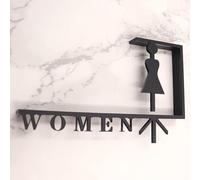Un segno di toilette per uomini e donne Cartello for bagno in acrilico con freccia 8x5 pollici nero oro for ufficio, parete interna ed esterna(D)