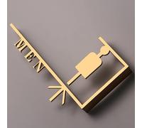 Un segno di toilette per uomini e donne Cartello for bagno in acrilico con freccia 8x5 pollici nero oro for ufficio, parete interna ed esterna(B)