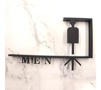 Un segno di toilette per uomini e donne Cartello for bagno in acrilico con freccia 8x5 pollici nero oro for ufficio, parete interna ed esterna(E)