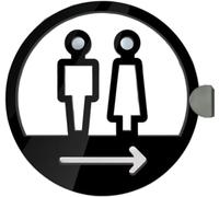 Un segno di toilette per uomini e donne Cartello for porta del bagno rotondo in acrilico con freccia e accessori di montaggio, diverse dimensioni(Onecolor,30X30CM)