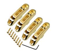 Un Set 4 Corda Individuale 4 Corde Bass Guitar Bridge Saddles Tarchi Backpiece Chrome-Gold Sostituzione delle parti ponte (Color : Gold)