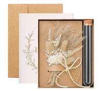 Un Set Confezione Regalo Elegante, Mini Bouquet Di Fiori, Biglietto D'Auguri In Cartoncino, Busta, Provette In Vetro Con Tappo Di Sughero,Per Matrimonio, Battesimo, Comunione
