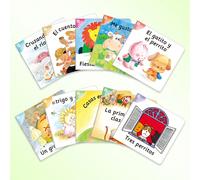 Un set di 10 fiabe interattive per bambini in spagnolo, con 10 storie a tema diverse, che migliorano la comprensione della lettura. Tagli UnicaCarta tessile