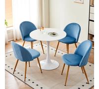 Un set di 2/4/6 sedie da pranzo in velluto sedie nordiche con piedini in metallo per cucina, sala da pranzo, soggiorno, mobili da salotto blu 2Pcs