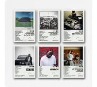 Un set di 6 poster artistici da parete con album Kendrick Lamar, stampa artistica da parete per stanza, poster decorativi estetici, 30 x 45 cm, stile 2