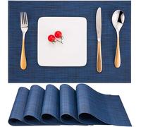 Un set di 6 tovagliette in vinile lavabile, antiscivolo, resistenti al calore, cucina, tavolo da pranzo, hotel, tovaglietta da 30 x 45 cm (blu scuro)