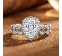 Un set di anelli con design a goccia d'acqua e micro-set per donne squisiti anelli leggeri di lusso da donna gioielli raffinati vita quotidiana incontri decorazione per feste di fine anno