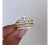 Un set di anelli di fidanzamento da donna a doppio strato per matrimoni, cene, accessori da sposa, gioielli squisiti per le donne tendenze della moda