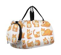 Un set di borsone per bambini con simpatico gatto arancione grasso con scomparto per scarpe leggero sport borsa da viaggio per pratica scolastica, sport, viaggi