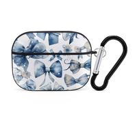 Un set di custodie per AirPod Pro con fiocchi blu, cover rigida antigraffio in policarbonato con portachiavi, accessori per AirPod Pro 2°/1° custodia per donne e uomini, stile nero