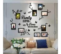 Un set di decorazione da parete con puzzle di 120 cm x 120 cm, decorazione domestica acrilica romantica e calda con albero fotografico: "La casa è dove inizia la vita e l'amore non finisce mai." Dispo
