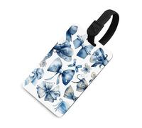 Un set di etichette per bagagli con fiocco blu con carta d'identità, etichette resistenti per borse da viaggio, etichette impermeabili per valigie, zaini e custodie da viaggio, stile nero