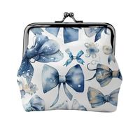Un set di piccoli portamonete blu con fiocco per donne, portafoglio in pelle con chiusura a bacio carino portamonete mini portamonete portachiavi