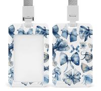 Un set di porta badge con fiocco blu con cordino staccabile, in plastica trasparente, custodia protettiva per carte di credito, impermeabile e resistente, per infermiere, insegnanti, personale in