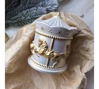 Un set di stampi in silicone per barattoli di stoccaggio a forma di carousel, stampo in legno creativo fai-da-te per candele a forma di cavallo a dondolo, stampo in gesso per decorazioni per la casa/r