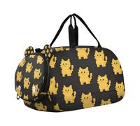 Un simpatico borsone per bambini con gatto giallo pixel con scomparto per scarpe grande capacità borsa sportiva per ginnastica da spiaggia borse da nuoto sport in piscina