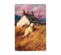 Un Simpatico Cagnolino Sta Ridendo Su Un Pagliaio Targa In Metallo Decorative Targhe Metallo Vintage Poster Metal Per Cucina Murale Bagno