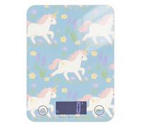 Un simpatico cartone animato bianco unicorni conteggio calorie bilancia digitale 5 kg/5 g facile da pulire cucina essenziale bilancia con 4 unità per la perdita di peso arrosto cottura pesa para