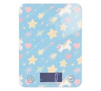 Un simpatico cartone animato bianco unicorni cottura piccola bilancia digitale cibo 5 kg/5 g carino caffè grammo scala con 4 unità per preparazione di pasti cheto espresso peso digitale para comida
