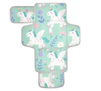 Un simpatico cartone animato bianco unicorni riutilizzabili pannolini fasciatoio con tasca in tessuto fasciatoio per fasciatoio neonato stazione di viaggio kit cambiador de pa?ales para Bebes
