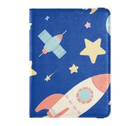 Un simpatico cartone animato blu universo custodia per passaporto in pelle per documenti di viaggio organizer protezione passaporto portafoglio da uomo impermeabile