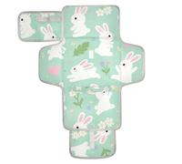 Un simpatico cartone animato coniglio bianco riutilizzabile bambino pipì pad con tasca in tessuto portatile fasciatoio per mamme, papà cambiador de pa?ales para Bebes