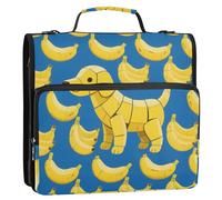 Un simpatico cartone animato giallo banana cane 3,8 cm 3 anelli cerniera raccoglitore organizzatore con manico e tracolla rimovibile impermeabile raccoglitore scuola organizzatore adatto per la scuola